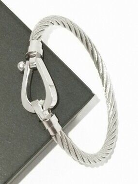 ⚓ 18k Gold Plated Braided Cable Bracelet 316L Steel Horseshoe Clasp Trendy